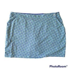 Columbia PFG Golf Tennis Skort Size 14 Cooling Blue Green Geometric Stretch Mini